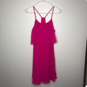 Hot pink chiffon layered dress